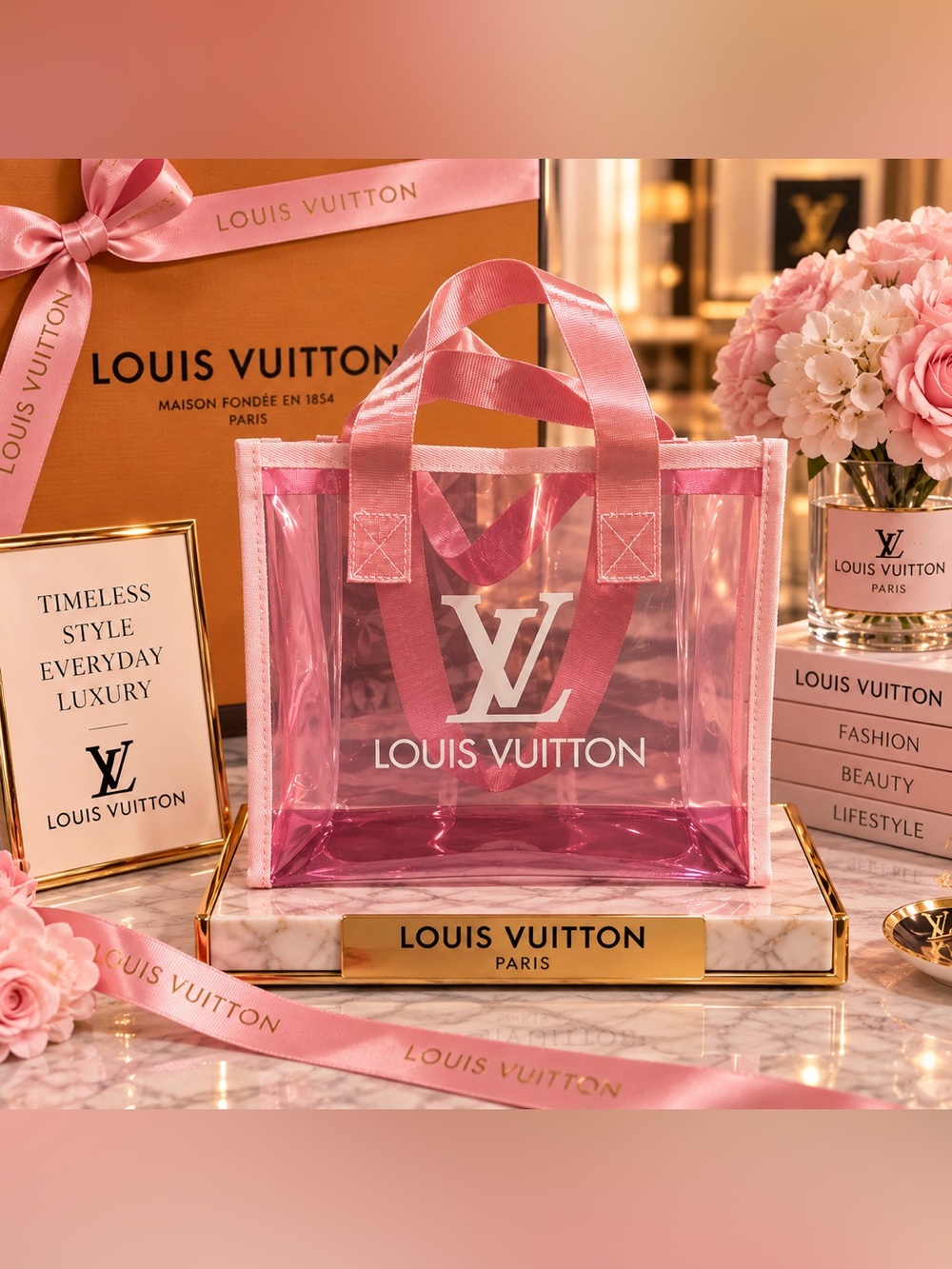 Pink Transparent Tote Bag